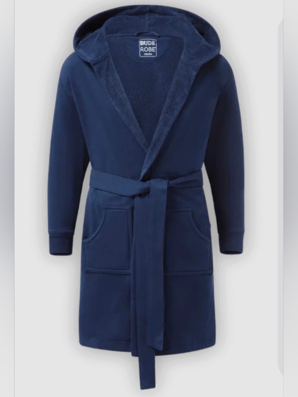 Dude Robe Men's Hooded Bathrobe Navy Blue L/XL Luxury Terry Cloth - Abide!